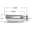 Exhaust Tip 2.5 Inch Inlet x 4 Inch Outlet x 12 Inch Long Chrome Polished Rolled Edge Angle Cut Stainless Steel Tailpipe - YITAMotor