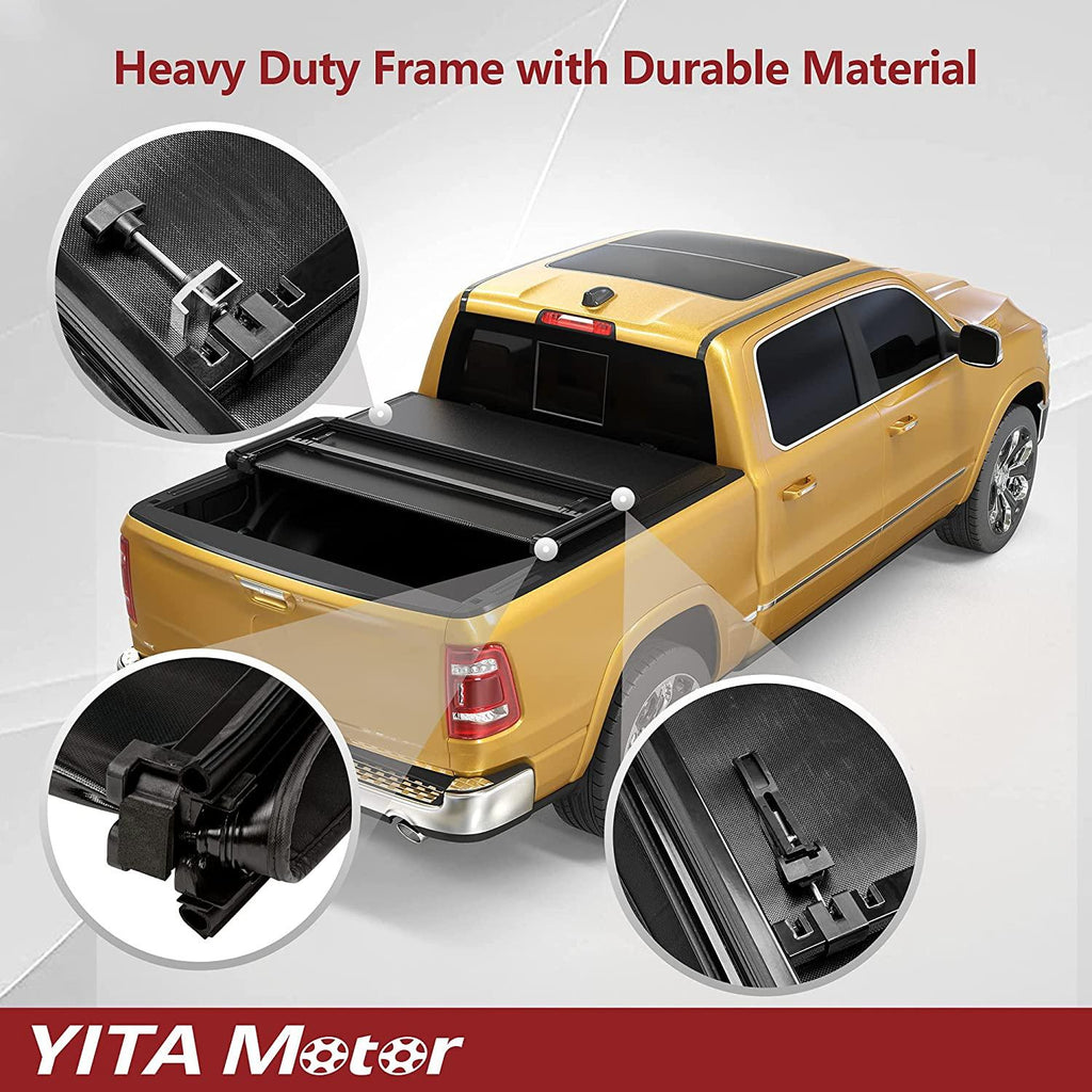 YITAMOTOR® Soft Tri-fold 2004-2015 Nissan Titan with Utili-Track System, Fleetside 5.5 ft Bed w/o Titan Box Truck Bed Tonneau Cover