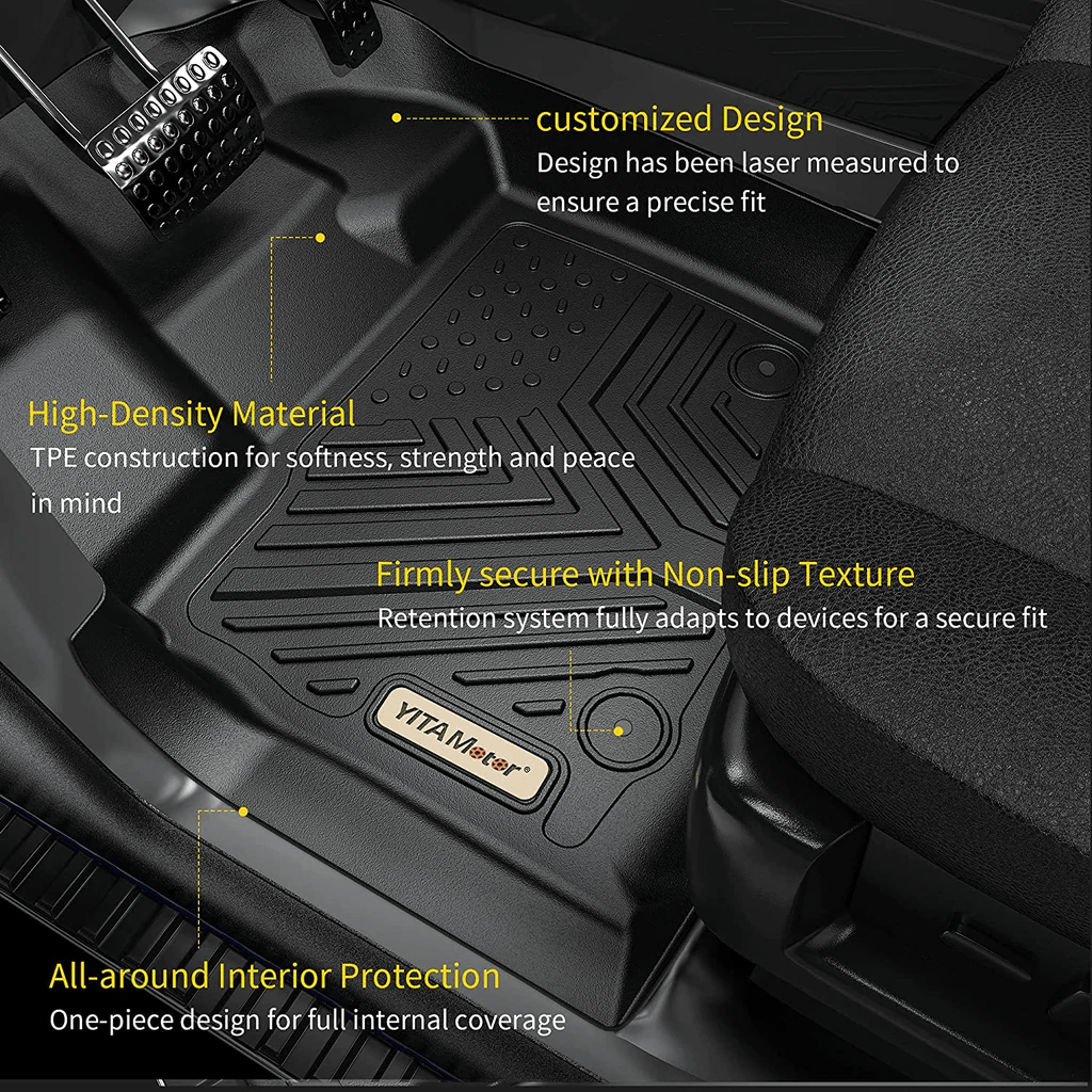 YITAMOTOR® 2015-2022 Ford F-150 SuperCab/Extended Cab Floor Mats with 1st Row Bench Seats & 2nd Row Floor Liner Set, All-Weather Protection - YITAMotor