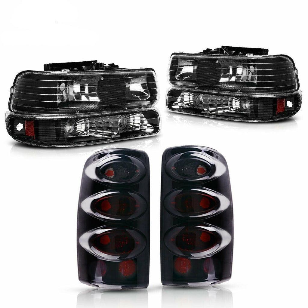 YITAMOTOR® Headlight Set For 2000-2006 Chevy Suburban Tahoe Headlights Lamps + Tail Lights Pair