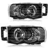 Faros delanteros YITAMOTOR® para camioneta Dodge Ram 2002-2005 Faros delanteros estilo OE Carcasa negra Lente reflectora transparente 