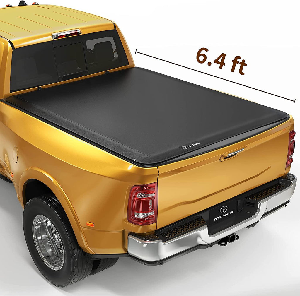 YITAMOTOR® 2009-2018 Dodge Ram 1500 (19-22 Classic ONLY) 6.4ft Fleetside Soft Roll Up Truck Bed Tonneau Cover Without RamBox - YITAMotor