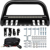 YITAMOTOR® Barra protectora negra para Ford F-150 04-23, tubo de 3", rejilla delantera, cepillo, protector de parachoques con luces LED