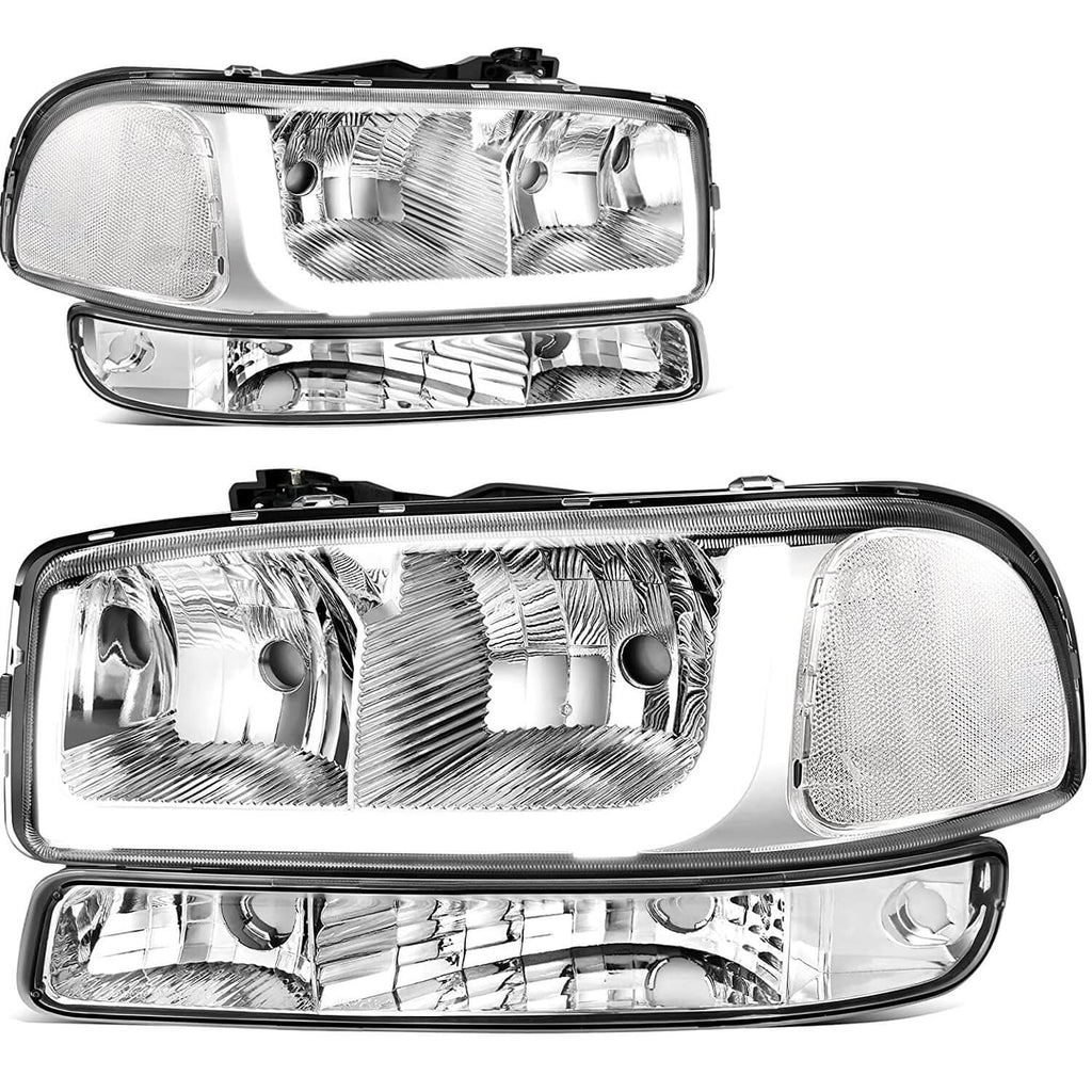 LED DRL chrome housing clear lens Headlights