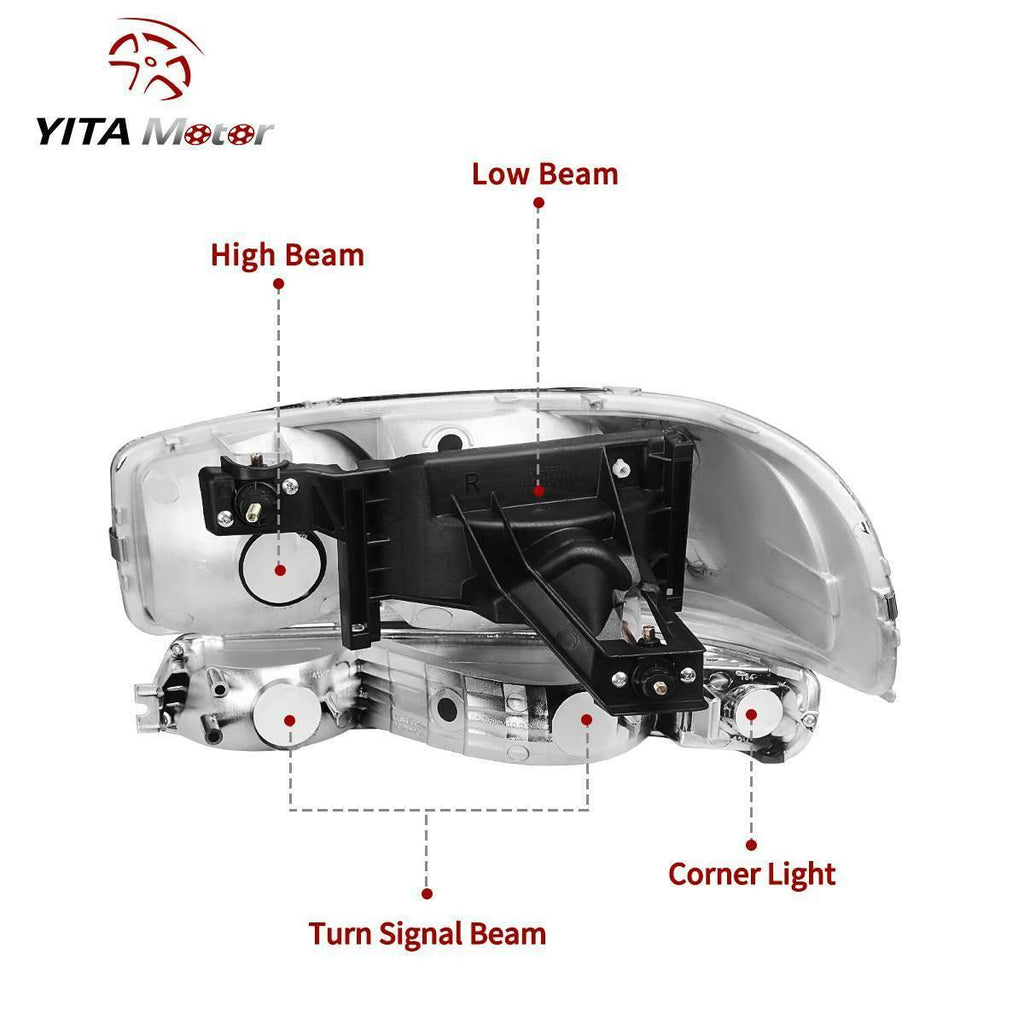 YITAMOTOR® 1999-2006 GMC Sierra / 2000-2006 GMC Yukon Signal Headlamp Headlight Assembly - YITAMotor