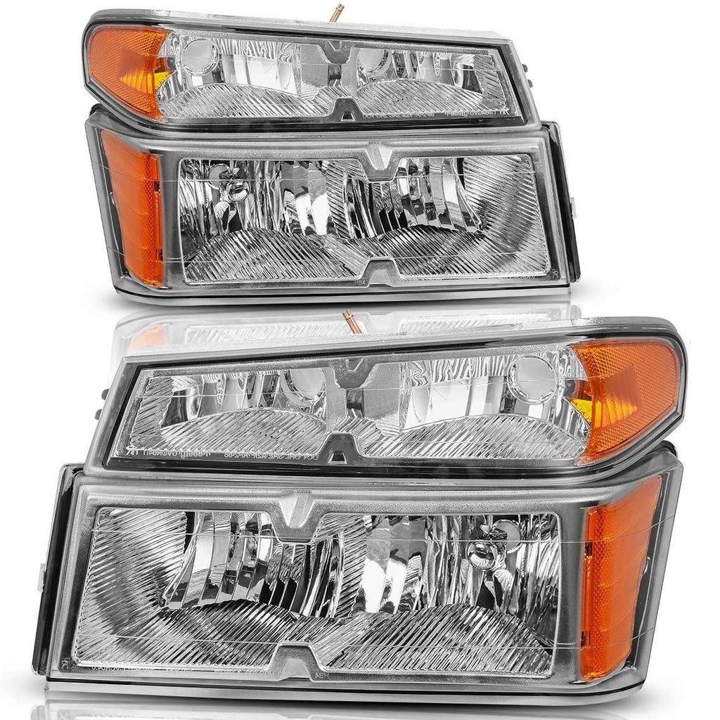 YITAMOTOR® 2004-2012 Chevy Colorado/GMC Canyon Chrome Housing Headlight Assembly Headlamps - YITAMotor