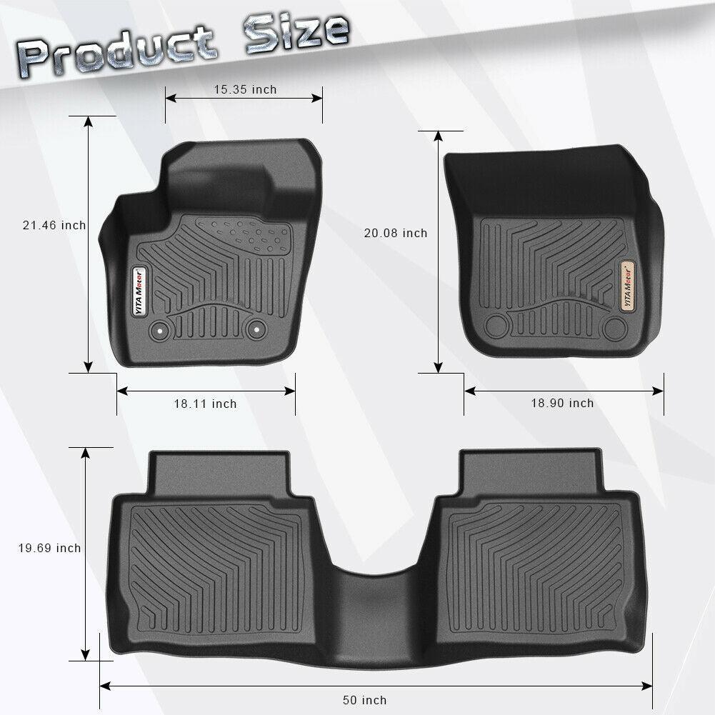 Floor Mats Floor Liners for 2013-2016 Ford Fusion Lincoln MKZ, 1st & 2nd Row All Weather Protection - YITAMotor