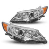 YITAMOTOR® 2012-2014 Toyota Camry Chrome Housing, Amber Reflectors H11 9005 Projector Bulbs Headlight Assembly - YITAMotor