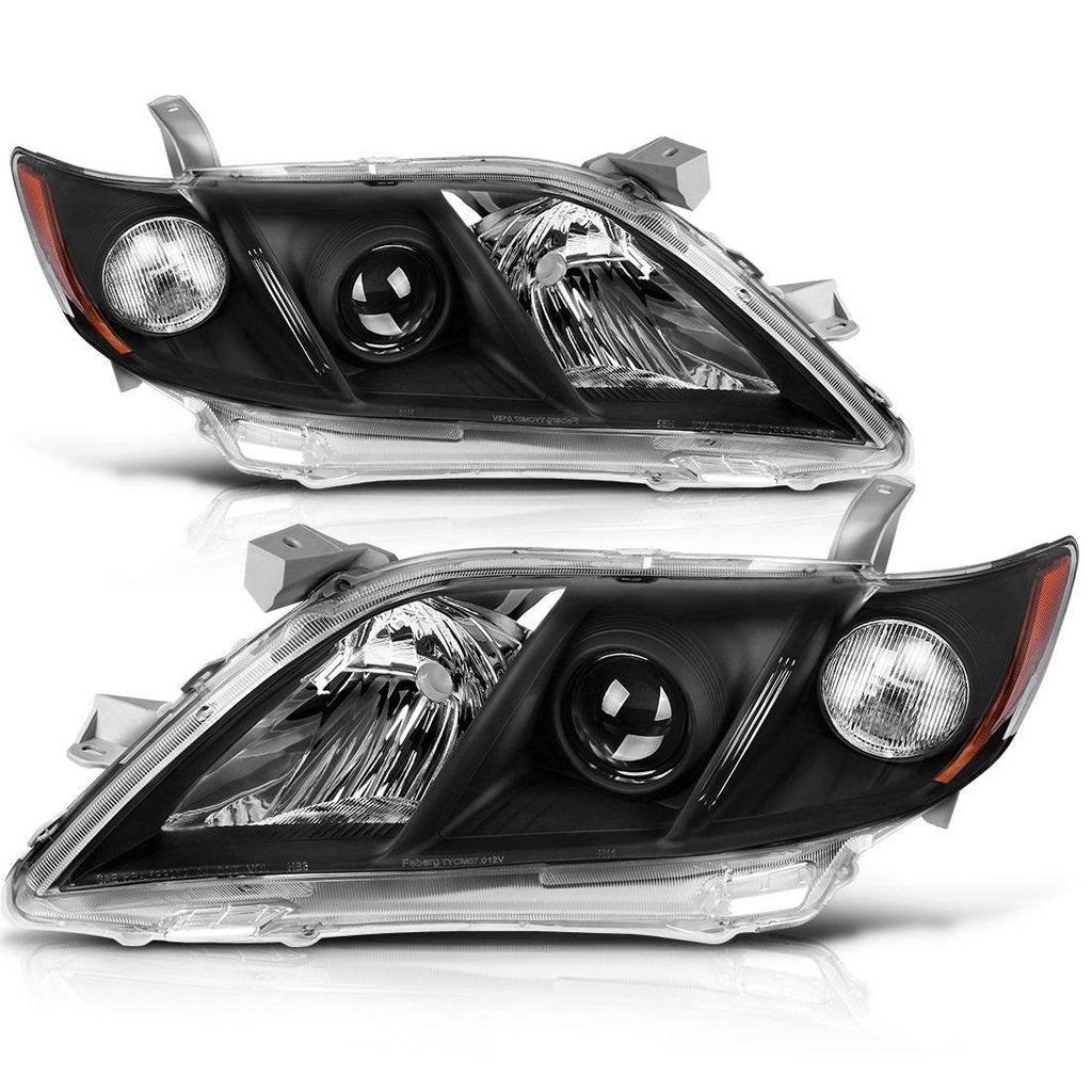 YITAMOTOR® 2007-2009 Toyota Camry Headlight Assembly Black Housing Amber Reflector Headlamps - YITAMotor