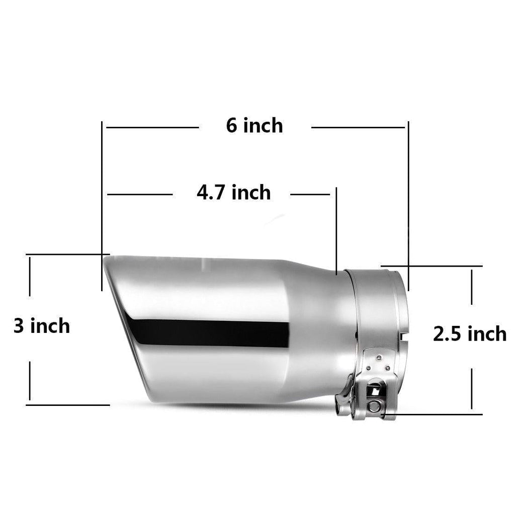 YITAMOTOR Exhaust Tip 2.5" Inlet 3" Outlet 6"Long Clamp On Tailpipe Stainless - YITAMotor