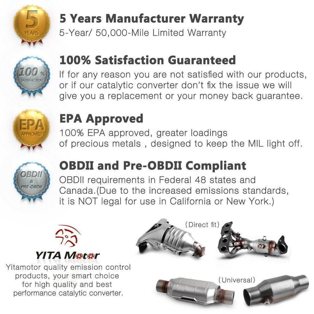 YITAMOTOR® 2.25'' Inlet/Outlet Universal Catalytic Converter with O2 Port (EPA Compliant) - YITAMotor