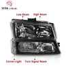 YITAMOTOR® 2003-2006 Chevy Silverado Headlights Tail Lights Black Headlamp Set - YITAMotor