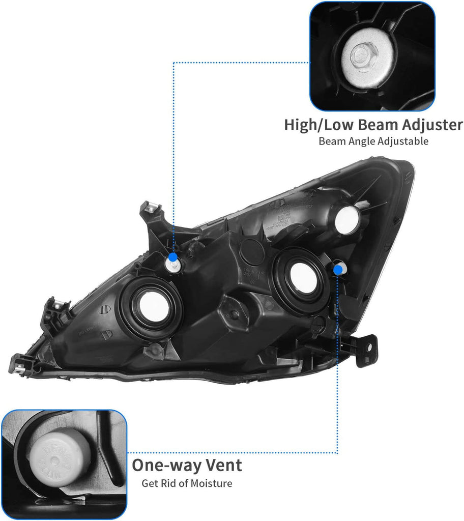 YITAMOTOR® Smoke 2003-2007 Honda Accord Conjunto de faros delanteros Lente transparente