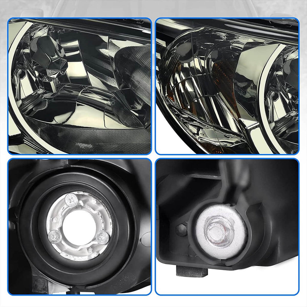 YITAMOTOR® Par de conjuntos de faros delanteros con lentes ahumados para Honda Civic 2004 2005 2Dr/4Dr