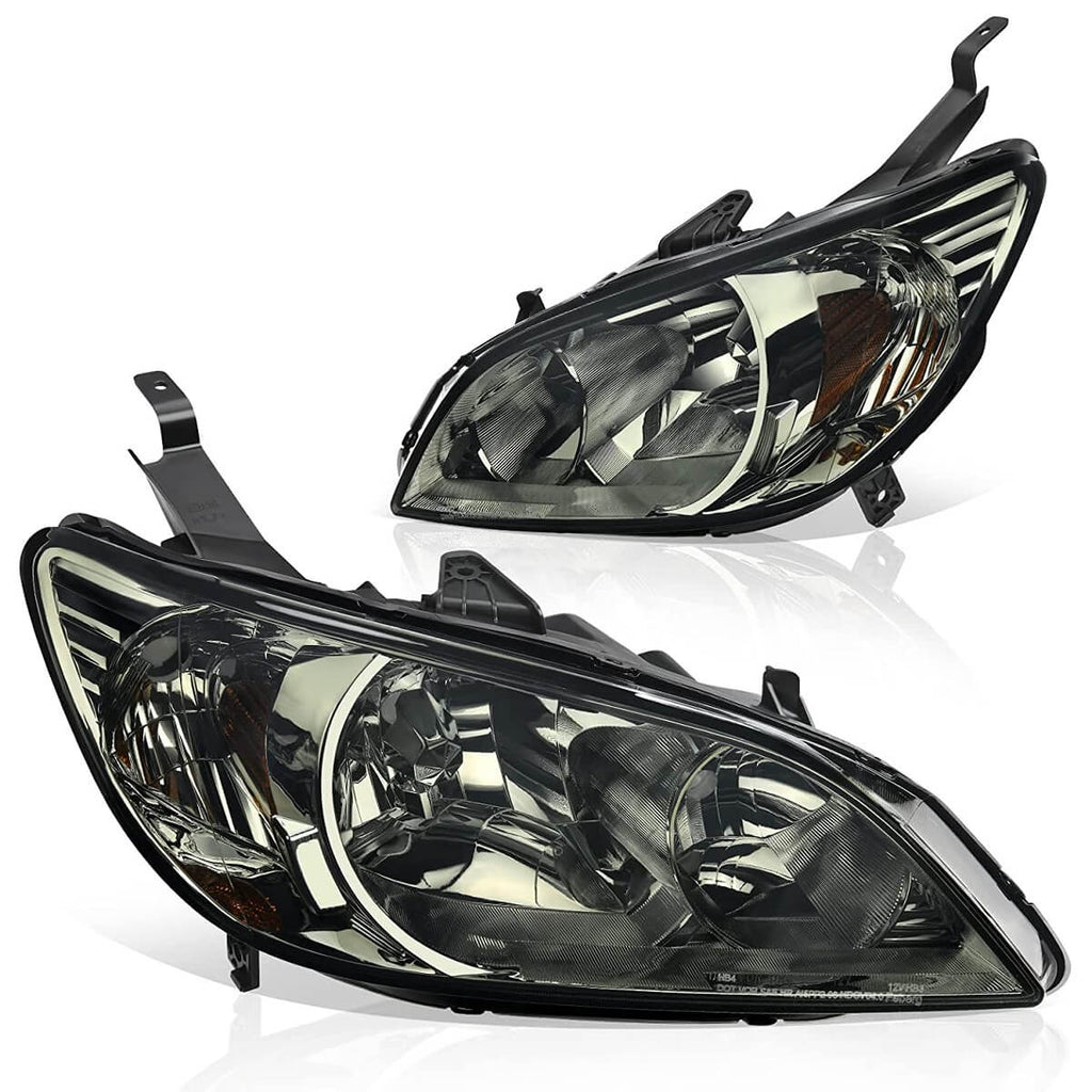 YITAMOTOR® Par de conjuntos de faros delanteros con lentes ahumados para Honda Civic 2004 2005 2Dr/4Dr