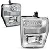 YITAMOTOR® 2008-2010 Ford F250 F350 F450 Super Duty Headlight Assembly Chrome Housing Clear Lens