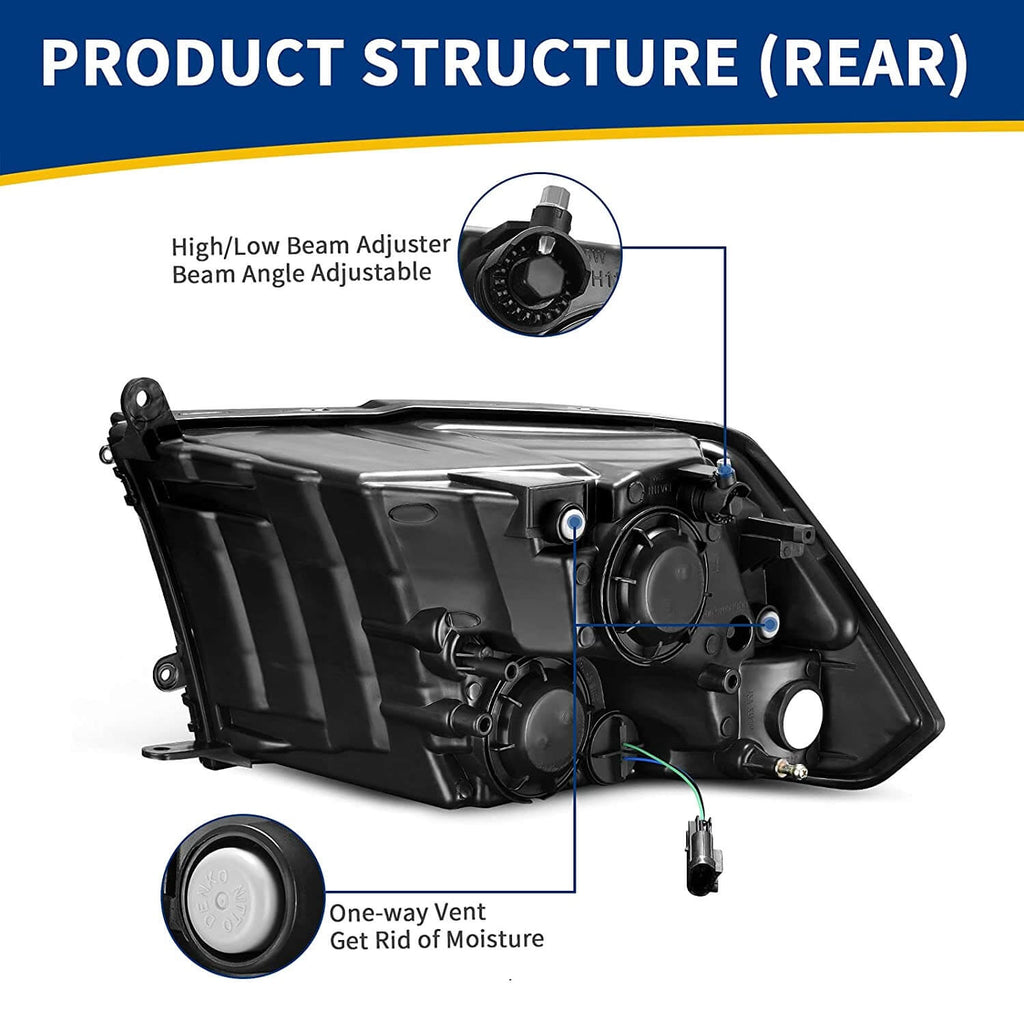 2009-2018 Dodge Ram 1500 Quad Models Headlights