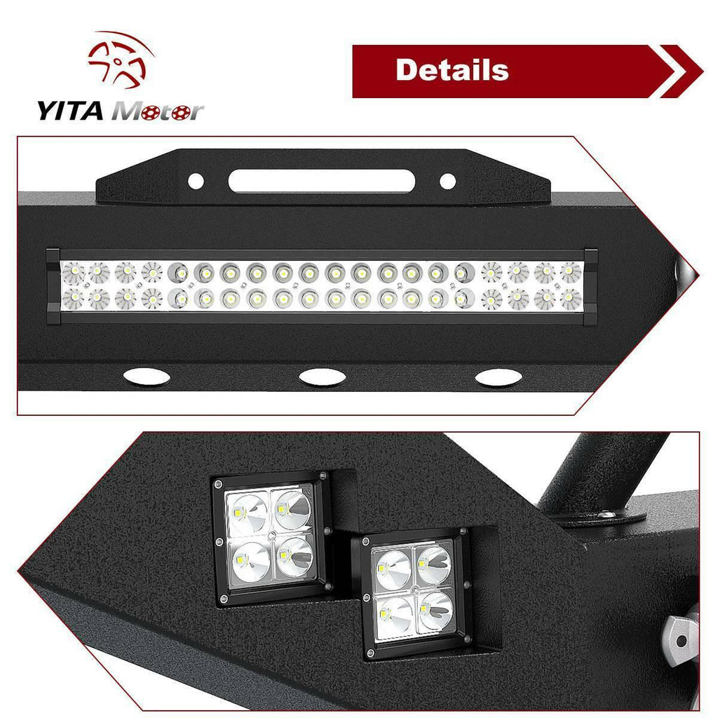 YITAMOTOR® Parachoques delantero para Jeep Wrangler JK 07-18 Barra de luces LED de 120 W + luz LED de 4X 20 W