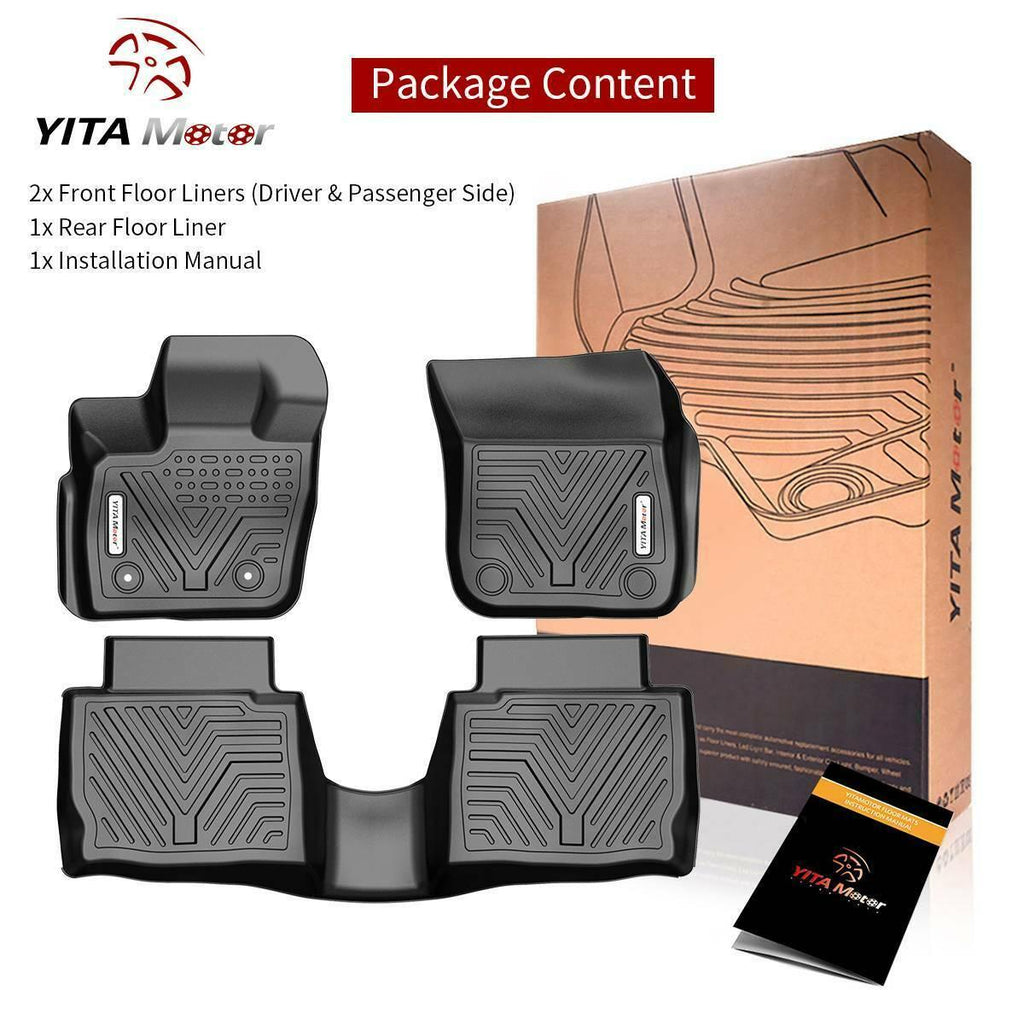 YITAMOTOR® Black All-Weather Floor Mats for 2017-2020 Ford Fusion / Lincoln MKZ, 1st & 2nd Row Protection