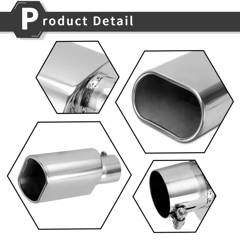 YITAMOTOR® 2pcs 2.5" Inlet 5.5''x3''Outlet Square Bolt-On Exhaust Tip Chrome Polished Diesel - YITAMotor