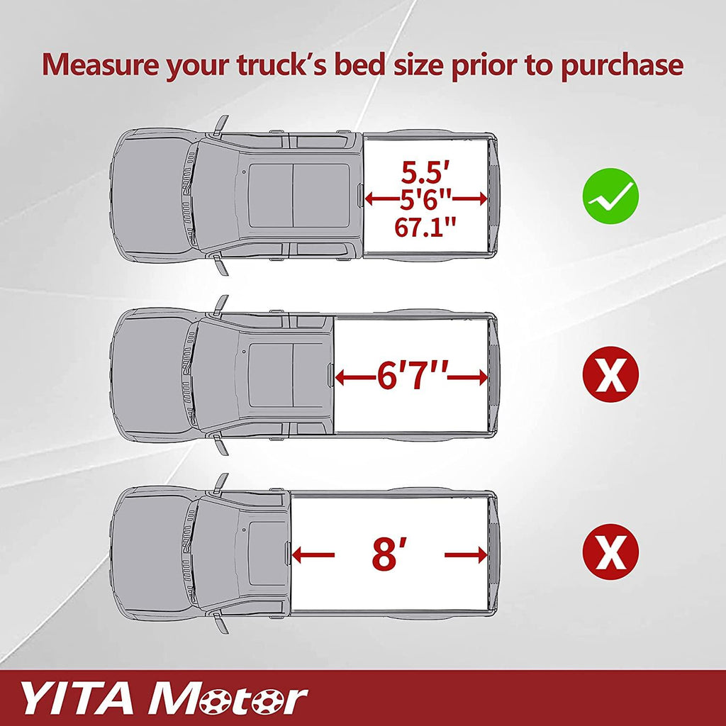 YITAMOTOR® Soft Quad Fold 2014-2021 Toyota Tundra (excl. Trail Edition), caja Fleetside de 5.5 pies con sistema de rieles de cubierta Cubierta para caja de camión