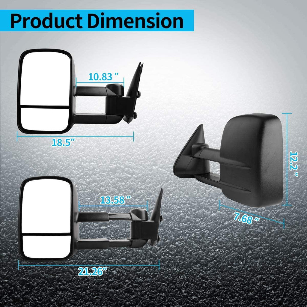 Espejos de remolque YITAMOTOR® para Chevy Silverado GMC 1500-3500 99-07 (SOLO modelos clásicos 07), Suburban Tahoe Yukon 00-06