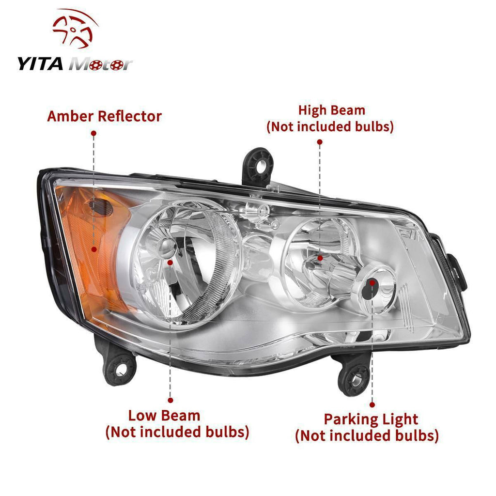 YITAMOTOR® 2011-2019 Dodge Grand Caravan 2008-2016 Chrysler Town & Country Headlights Pair - YITAMotor