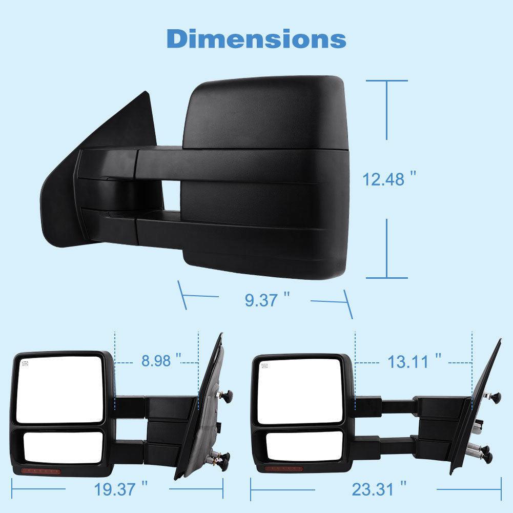 Compatible for 2004-2006 Ford F150 Series Power Heated LED Turn Signal Light Tow Mirrors - YITAMotor