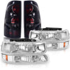 YITAMOTOR® 1999-2002 Chevy Silverado Headlight Assembly and Taillights Combo Set Chrome Housing Headlamps set - YITAMotor