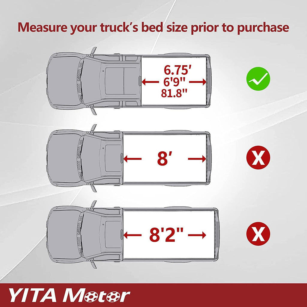 YITAMOTOR® Soft Quad Fold 1999-2016 Ford F-250 F-350 Super Duty, Styleside 6.75 ft Bed Truck Bed Tonneau Cover