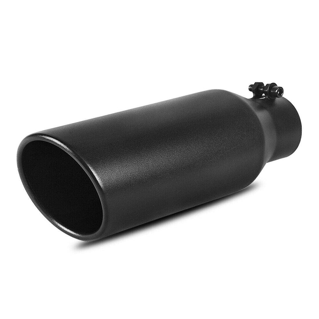 Pair 2.5 Inch Inlet Black Exhaust Tip, 2 1/2 Black Painting Finish Stainless Steel Exhaust Tip, 2.5"x4"x12" Bolt/Clamp On Design - YITAMotor