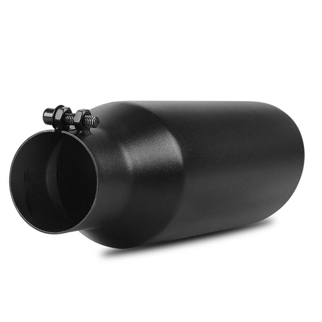 Pair 2.5 Inch Inlet Black Exhaust Tip, 2 1/2 Black Painting Finish Stainless Steel Exhaust Tip, 2.5"x4"x12" Bolt/Clamp On Design - YITAMotor