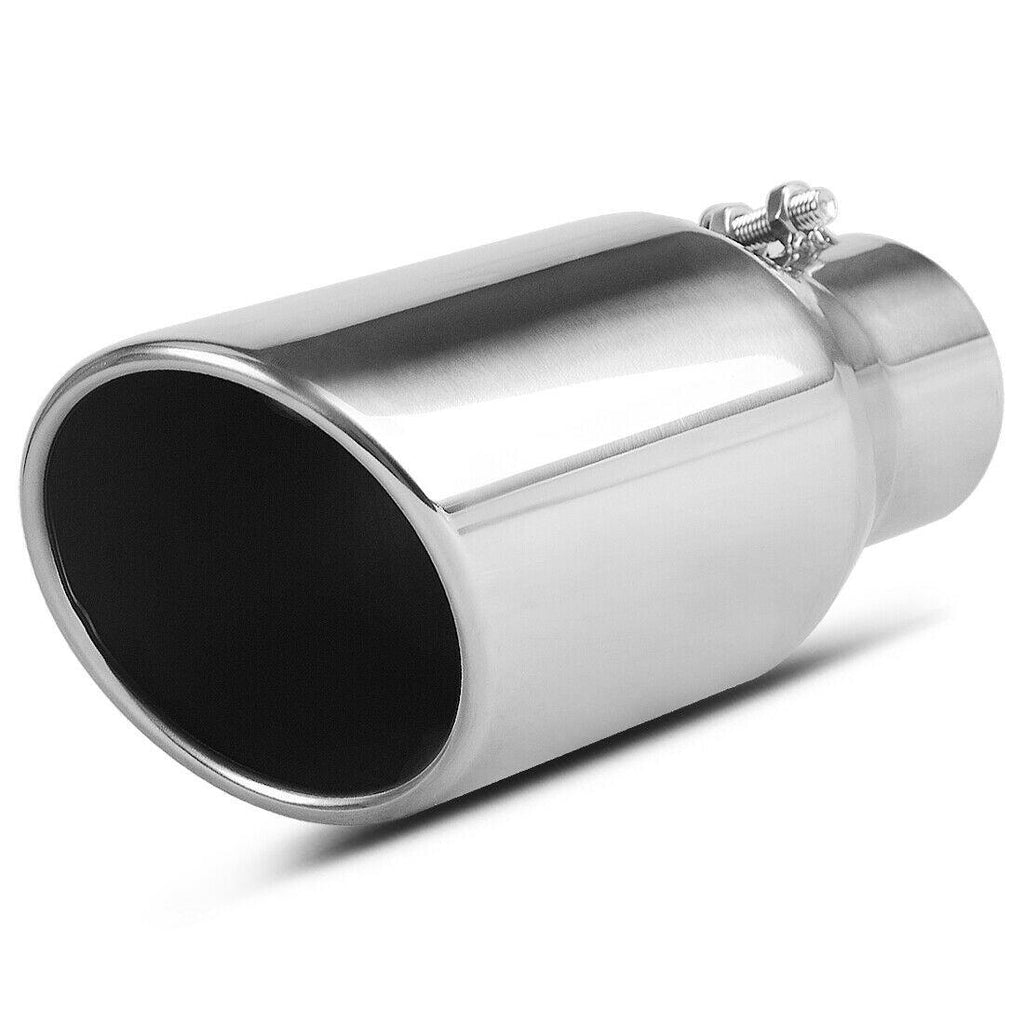 YITAMOTOR® 2.5''x4''x9'' Universal Chrome Polished Stainless Steel Exhaust Tip, Bolt/Clamp On Design - YITAMotor