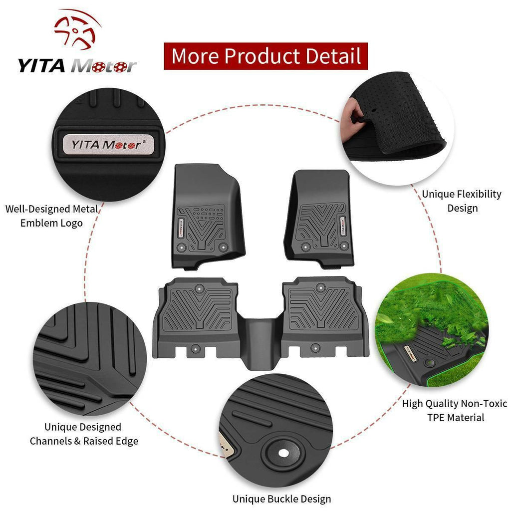 YITAMOTOR® 2018-2024 Jeep Wrangler JL Tapetes de 4 puertas, protección para todo clima en 1.a y 2.a fila