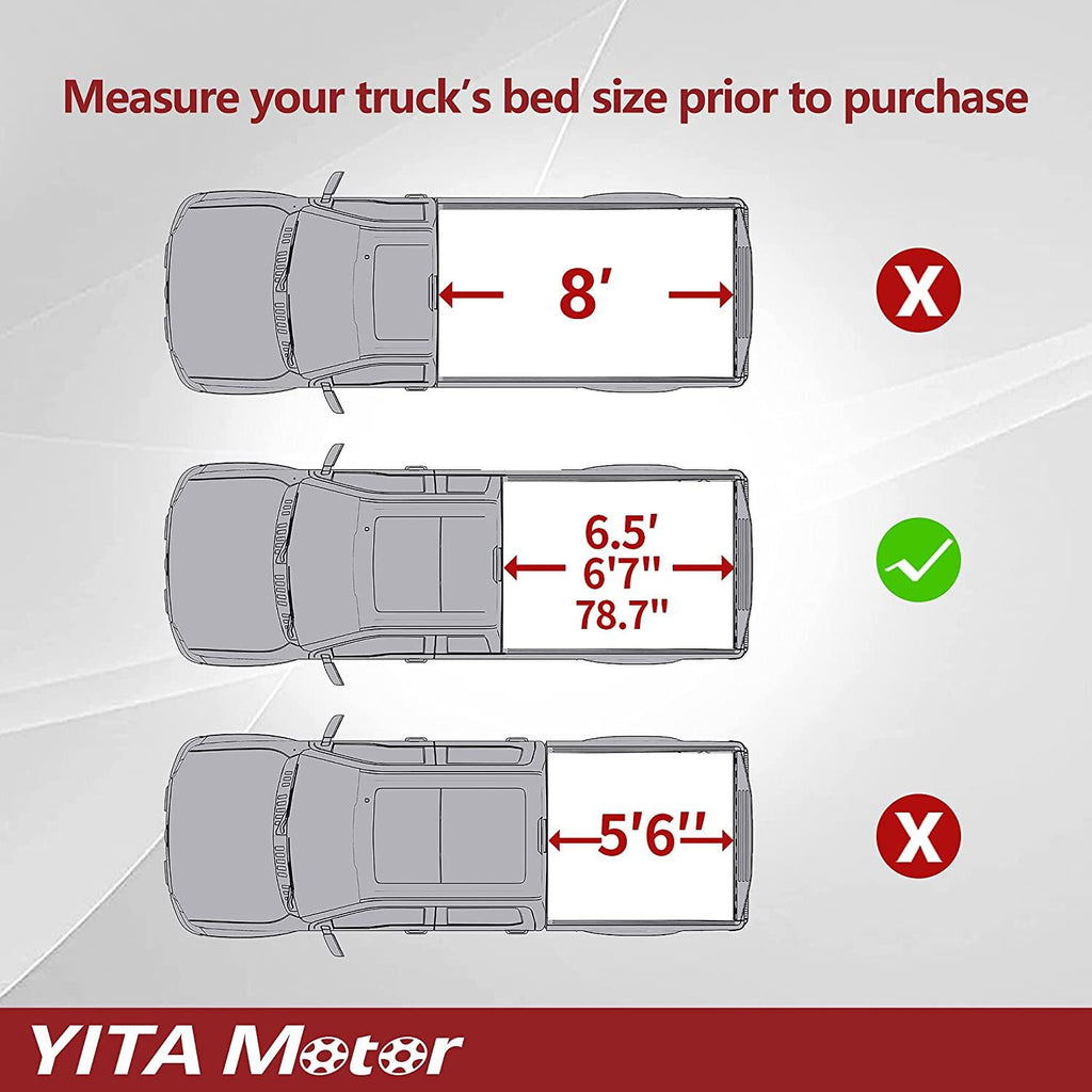 YITAMOTOR® Soft Tri-fold 2014-2021 Toyota Tundra (Excl. Trail Edition), caja Fleetside de 6.5 pies con sistema de rieles en la plataforma Cubierta para caja de camión