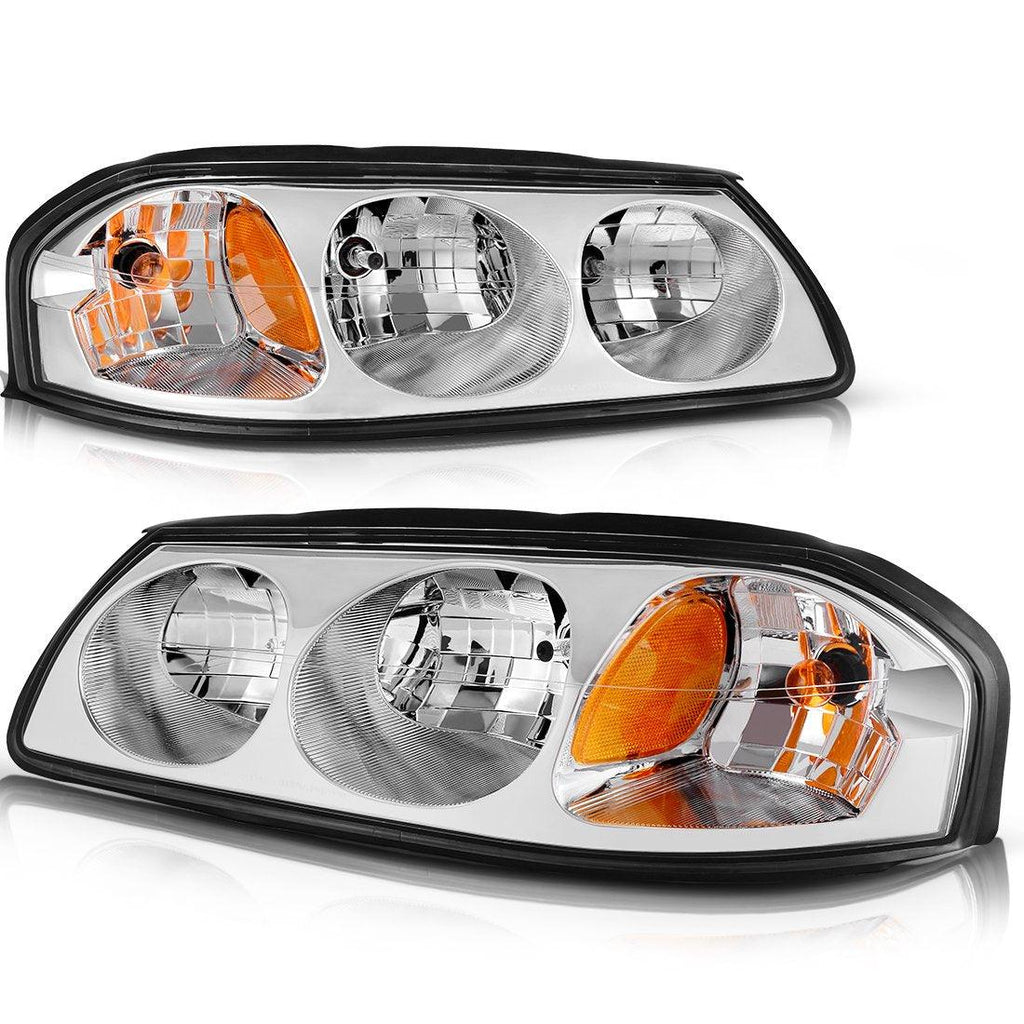 YITAMOTOR® 2000-2005 Chevy Impala Headlight Assembly OE Style Headlamps Chrome Housing Amber Reflector - YITAMotor