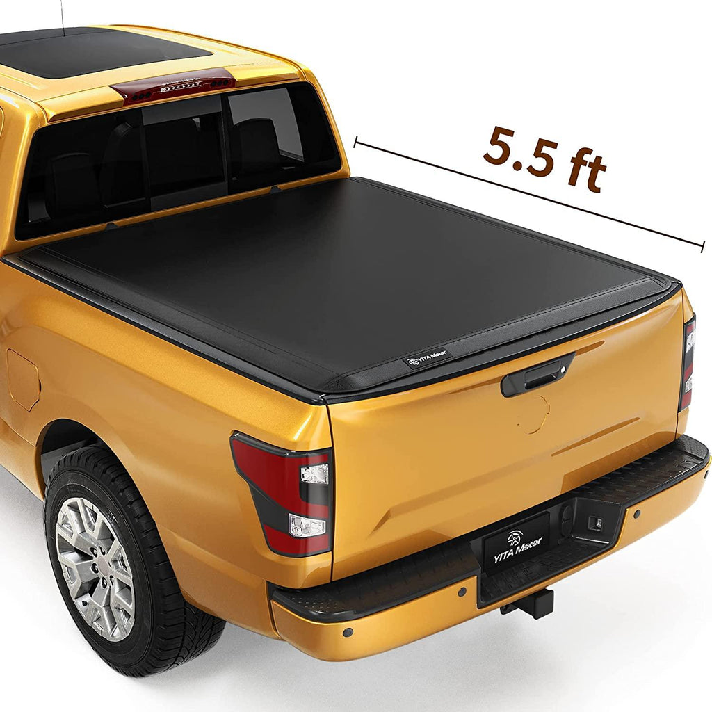 YITAMOTOR® Soft Tri-fold 2017-2024 Nissan Titan with Utili-Track System, Fleetside 5.5 ft Bed w/o Titan Box Truck Bed Tonneau Cover