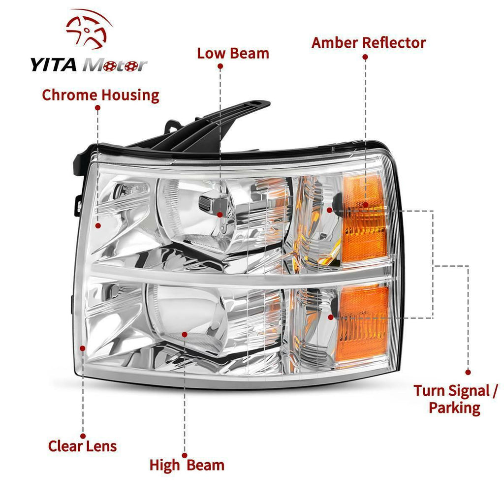 YITAMOTOR Headlights+Tail Lights Assembly Replace for 2007-2014 Chevy Silverado - YITAMotor