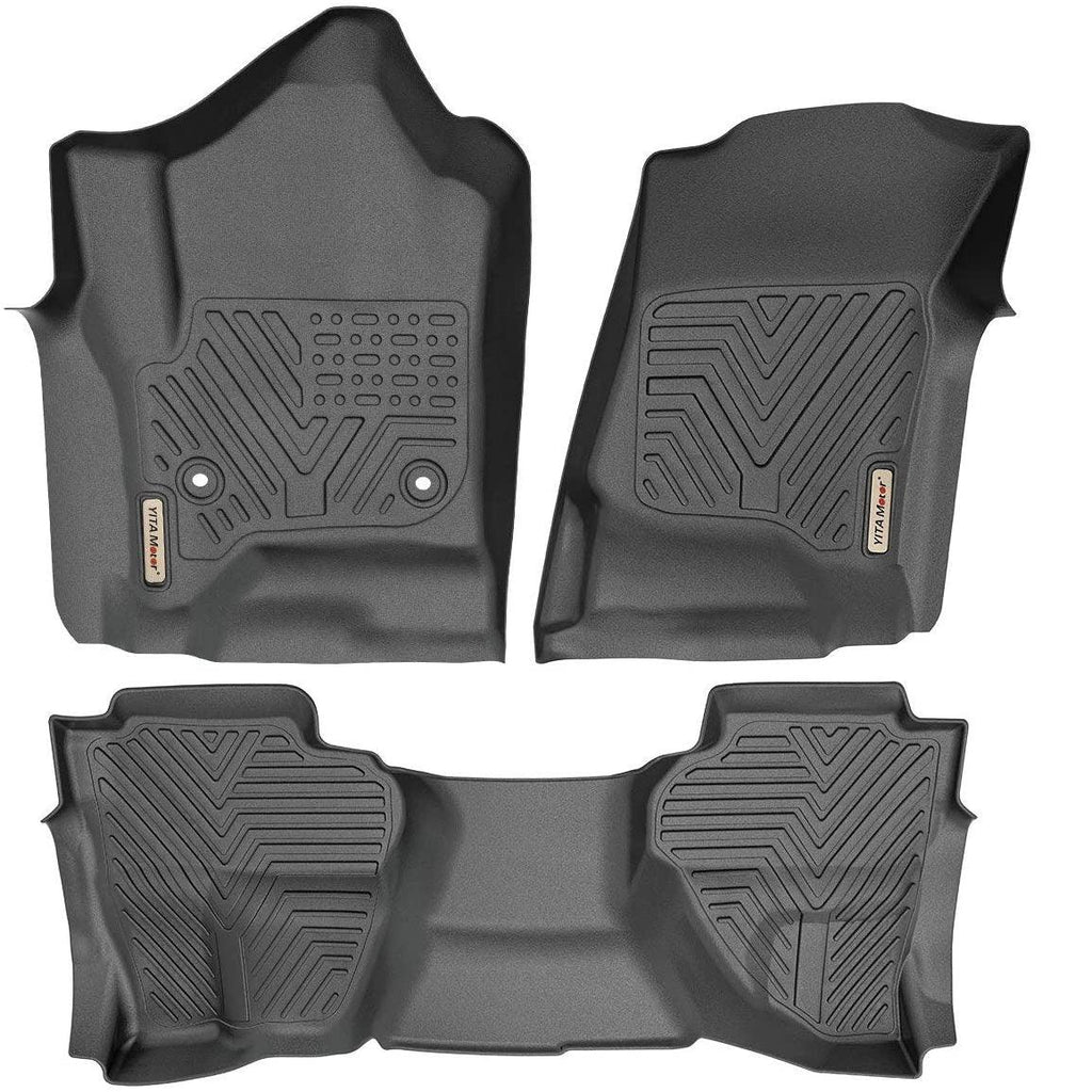 YITAMOTOR® Floor Mats for 2014-2018 Silverado/Sierra 1500, 2015-2019 2500/3500 HD, Double Cab Only, 1st & 2nd Row Protection Liners