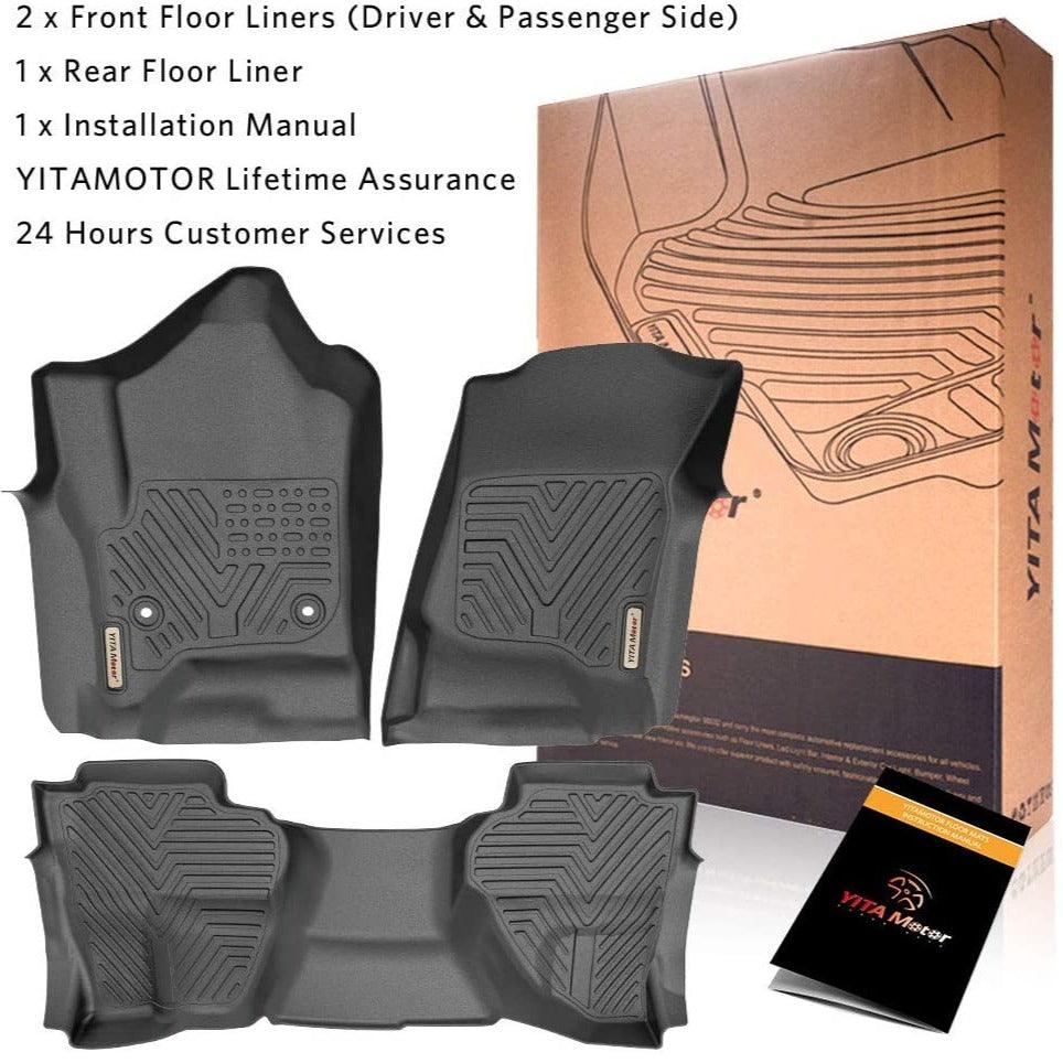 YITAMOTOR® Floor Mats For 14-18 Silverado/Sierra 1500,15-19 2500/3500 HD ,Double Cab Only,1st & 2nd Row