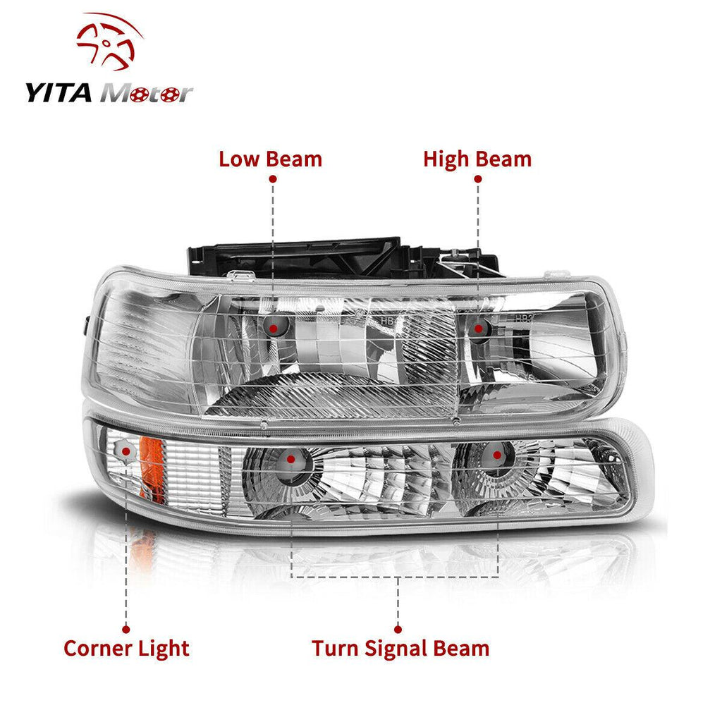 YITAMOTOR For 1999-2002 Chevy Silverado 1500 2500 3500 Headlights + LED Tail Lights - YITAMotor