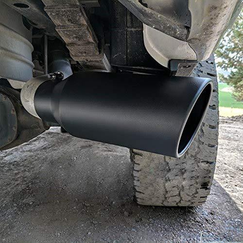 Exhaust Tip 3'' Inlet 5'' Outlet 12 inch Long Bolt On Black Stainless Steel Diesel - YITAMotor