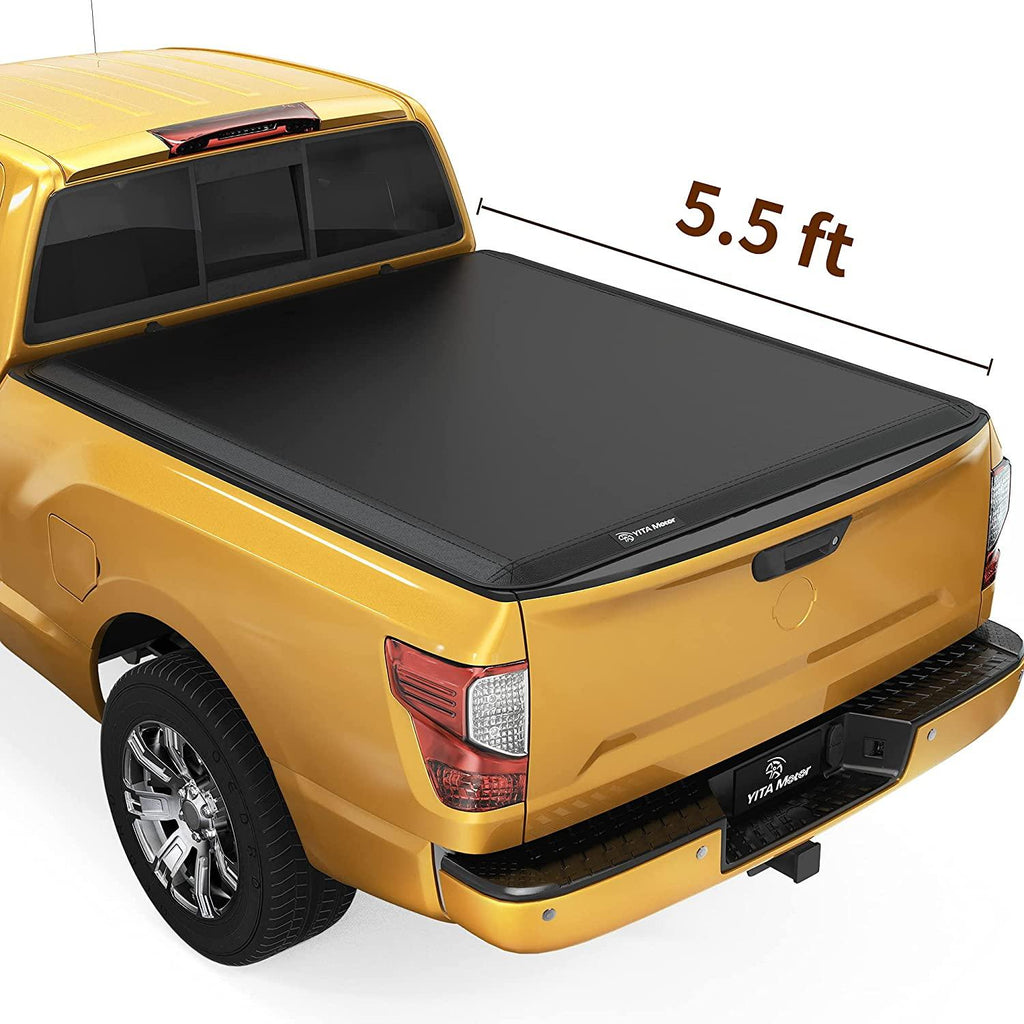 YITAMOTOR® Soft Tri-fold 2004-2015 Nissan Titan with Utili-Track System, Fleetside 5.5 ft Bed w/o Titan Box Truck Bed Tonneau Cover