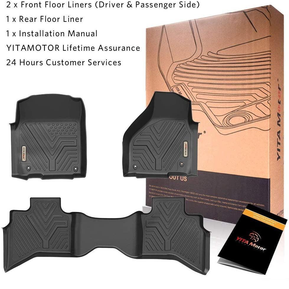 YITAMOTOR® All-Weather Floor Mats for 2012-2018 Dodge Ram 1500 Quad Cab Only, 1st & 2nd Row Protection Liners