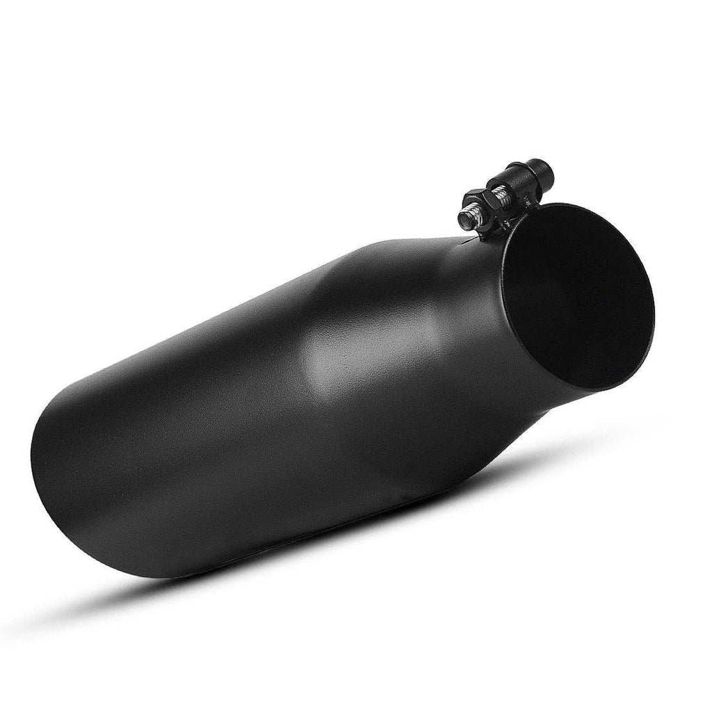 YITAMOTOR® 2.25'' Inlet 3.5'' Outlet 12'' inch Long Bolt On Exhaust Tip Stainless Steel Black - YITAMotor