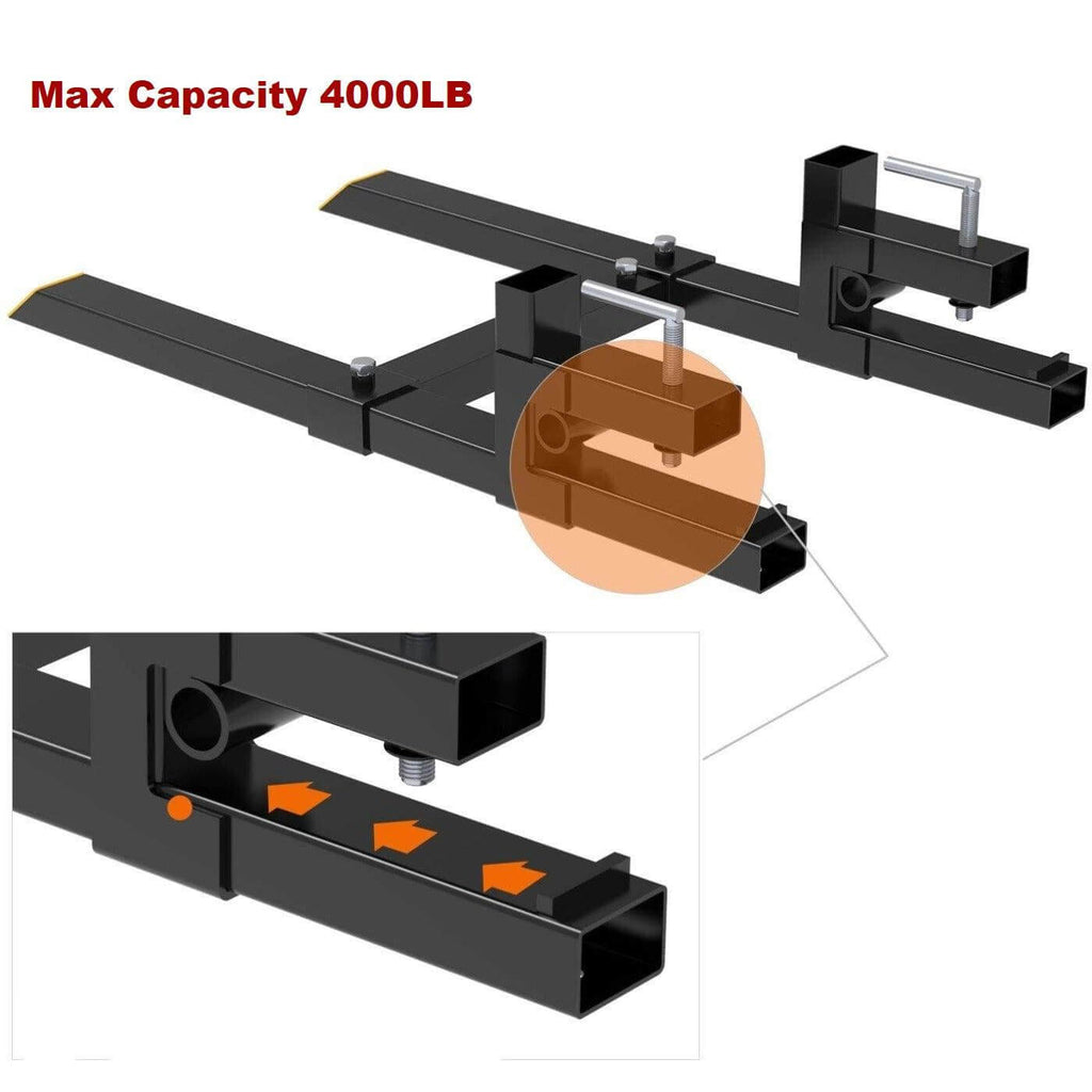 YITAMOTOR® 4000lbs Clamp on 60" Pallet Forks with Adjustable Stabilizer Bar