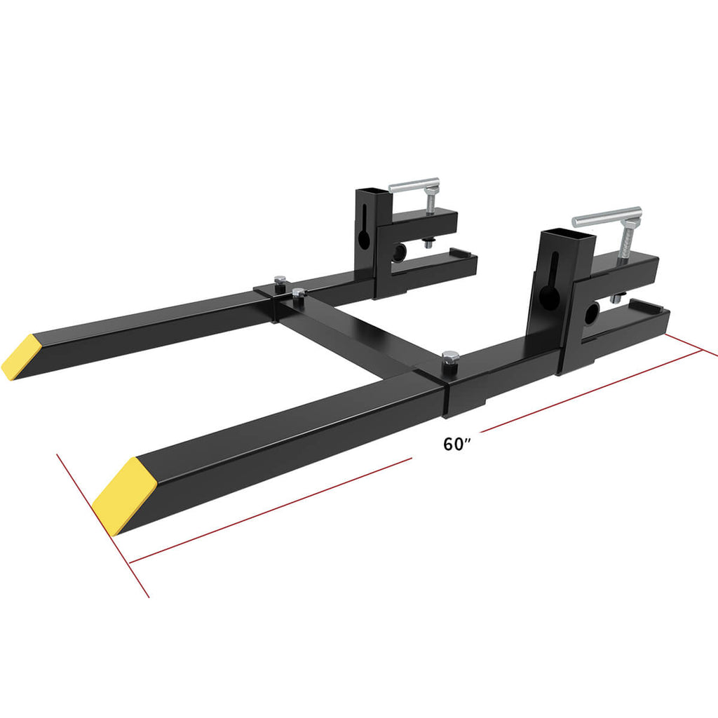 YITAMOTOR® 4000lbs Clamp on 60" Pallet Forks with Adjustable Stabilizer Bar