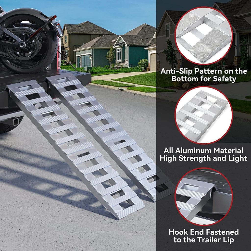 YITAMOTOR® Rampas de remolque de aluminio de 60''x12'' 6000LBS Extremo de gancho para camión con remolque de automóvil 2 rampas de carga