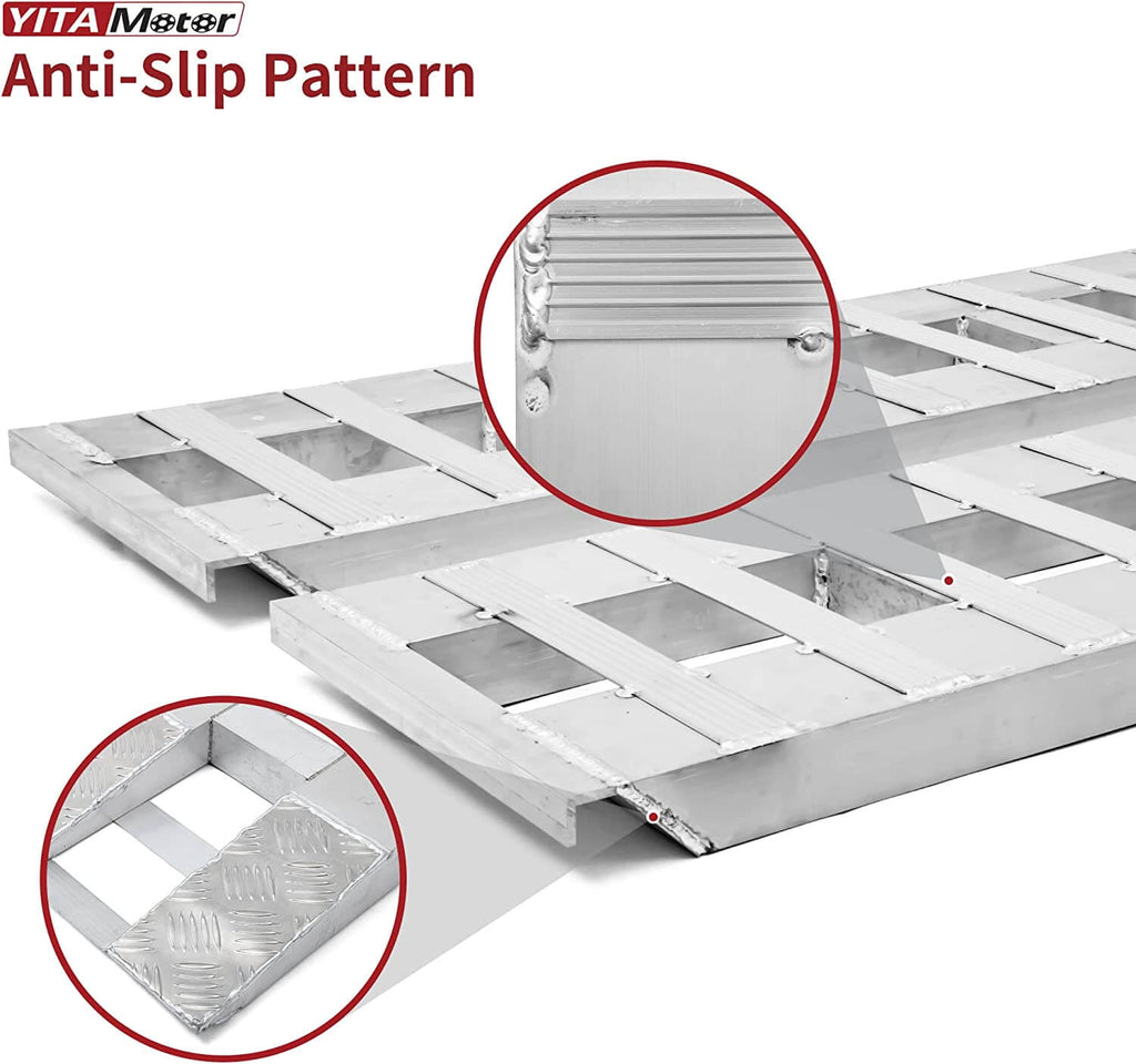 YITAMOTOR® 60''x12'' Aluminum Trailer Ramps 6000LBS Car Trailer Truck Hook End 2 Loading Ramps