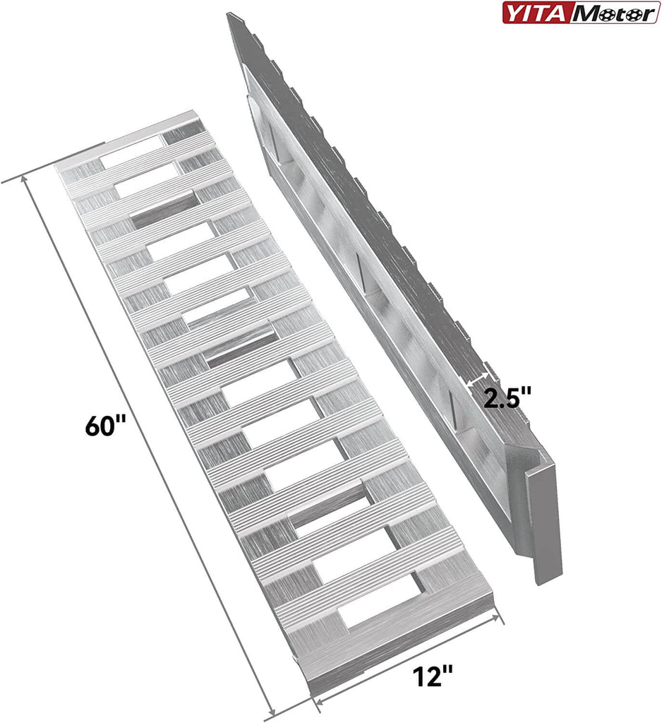 YITAMOTOR® 60''x12'' Aluminum Trailer Ramps 6000LBS Car Trailer Truck Hook End 2 Loading Ramps